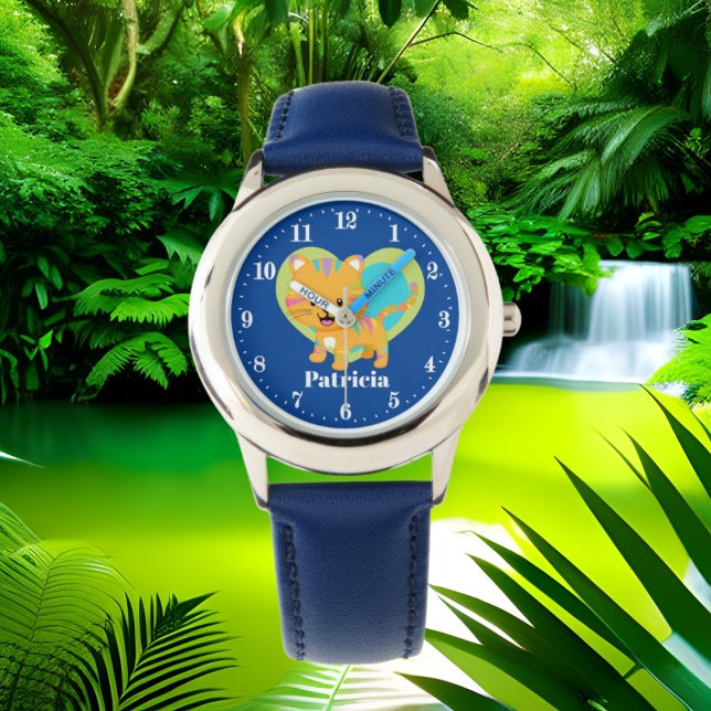 Cute färg tiger kärlek add namn armbandsur (Skapare uppladdad)