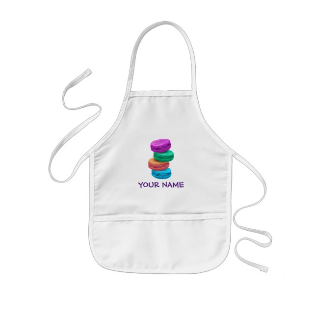 Cute färgad macarons köksbib Apron för barn Barnförkläde (Framsidan)