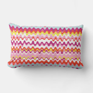 Cute-färgad rosa-röd abstrakt-våg mönster lumbarkudde
