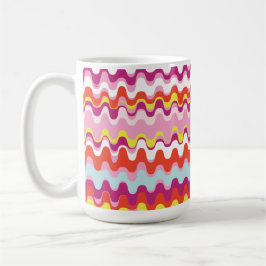 Cute-färgad rosa-röd abstrakt-våg mönster mugg