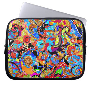 Cute, färgade, konstnärliga blommor mönster laptop fodral