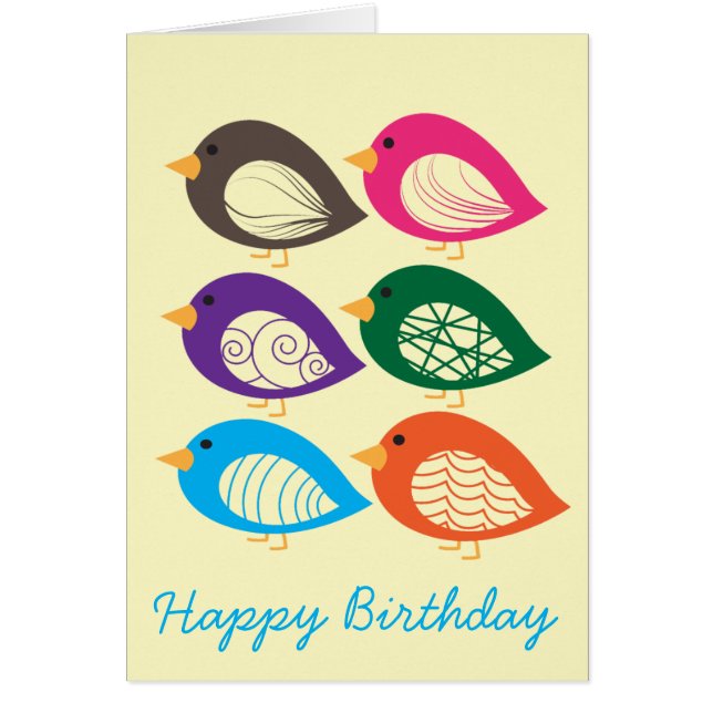 Cute-färgade kvala fåglar hälsningskort (Framsidan)