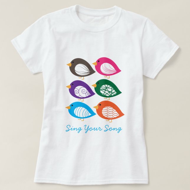 Cute-färgade kvala fåglar t shirt (Design framsida)