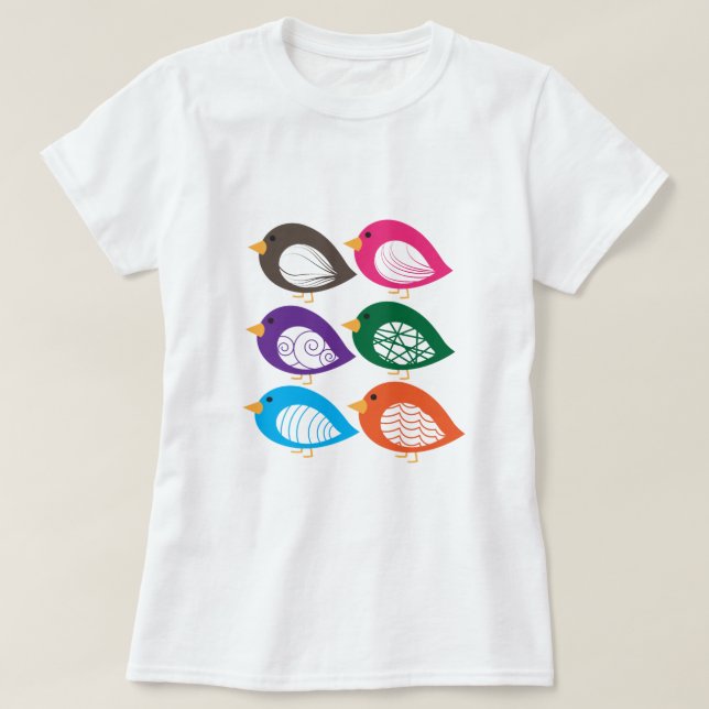 Cute-färgade kvala fåglar t shirt (Design framsida)