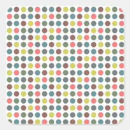 Cute färglös 70-tal mönster med polka dots fyrkantigt klistermärke