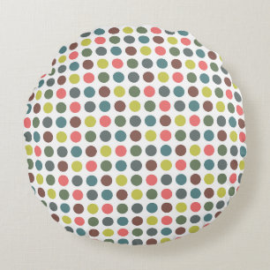 Cute färglös 70-tal mönster med polka dots rund kudde