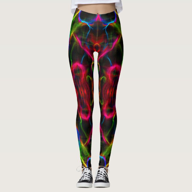Cute färglös abstrakt linjer leggings (Framsida)