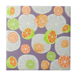 Cute färglös citrus l Lila Kakelplatta