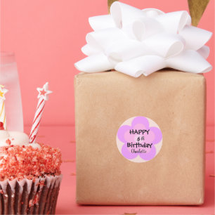 Cute färglös Daisy blomma mönster Birthday namn Runt Klistermärke