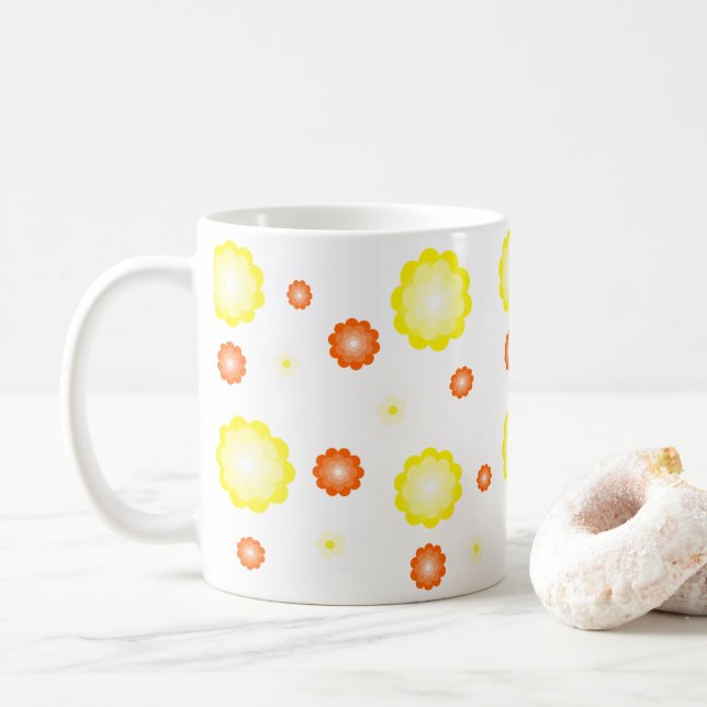 Cute färglös Daisy blomma mönster Kaffemugg (Med munk)