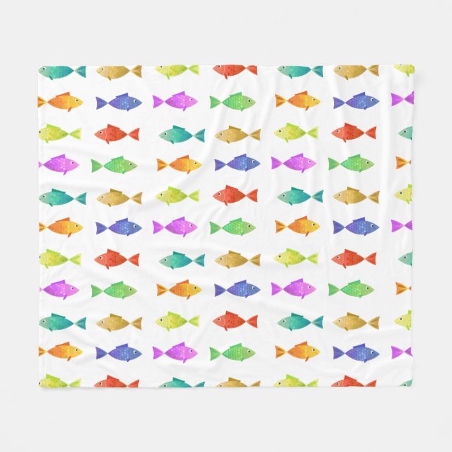 Cute färglös fisk mönster Fleece Blanket (Framsidan (Horisontell))