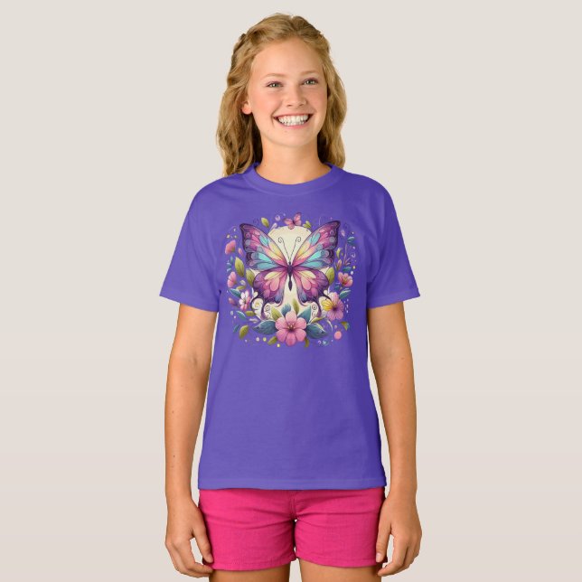 Cute, färglös fjäril t shirt (Hel framsida)