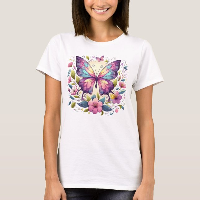 Cute, färglös fjäril t shirt (Framsida)