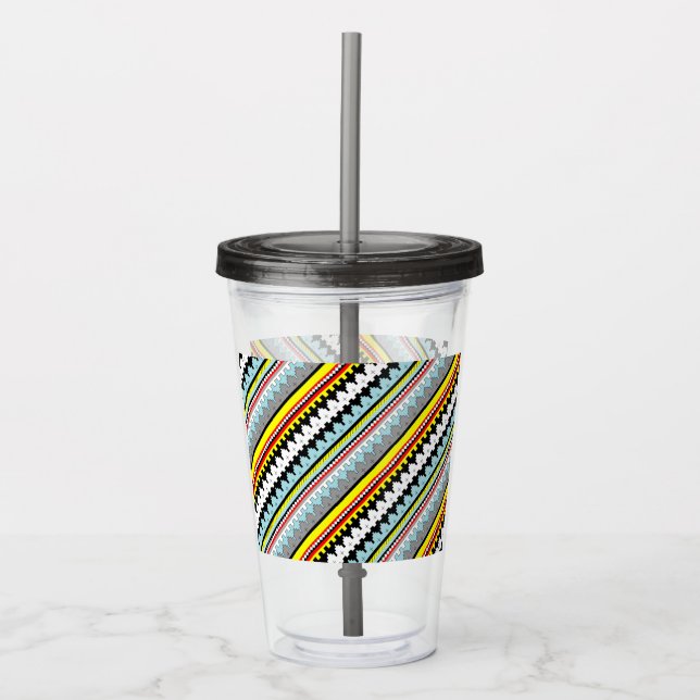 Cute färglös geometrisk rand mönster Fodral-Mate Take Away Mugg (Framsida)