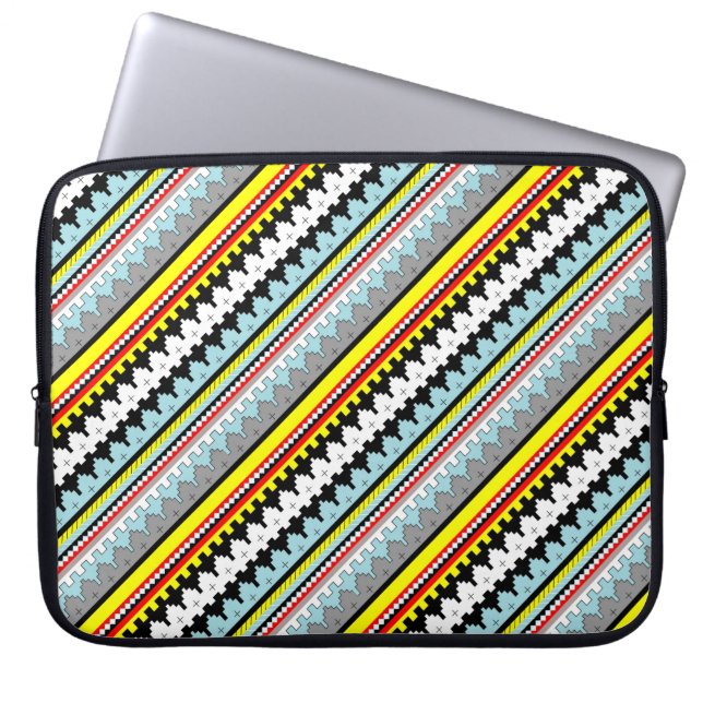 Cute färglös geometrisk rand mönster laptop fodral (Framsidan)