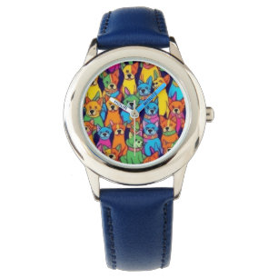 Cute färglös hundar lycklig hundar armbandsur