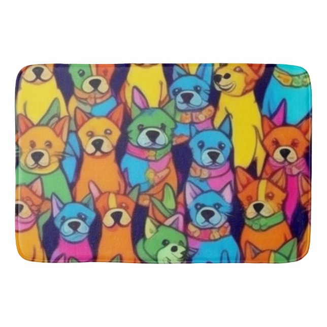 Cute färglös hundar lycklig hundar badrumsmatta (Framsidan)