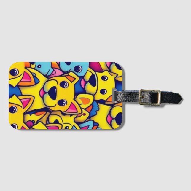 Cute färglös hundar lycklig hundar bagagebricka (Framsida horisontal)