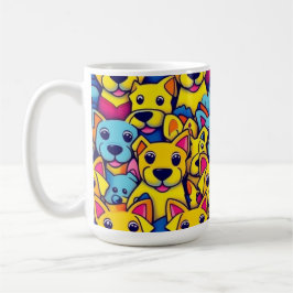 Cute färglös hundar lycklig hundar kaffemugg