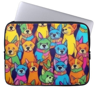 Cute färglös hundar lycklig hundar laptop fodral