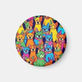 Cute färglös hundar lycklig hundar magnet