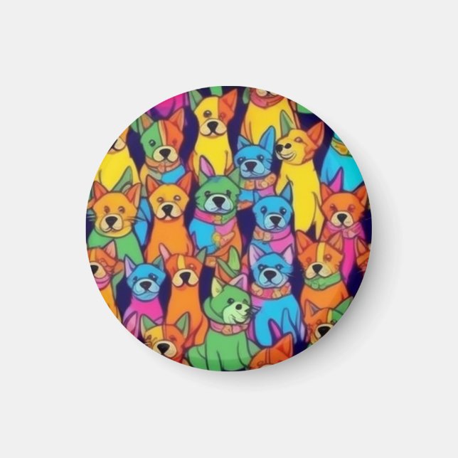 Cute färglös hundar lycklig hundar magnet (Framsidan)