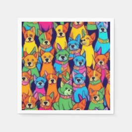 Cute färglös hundar lycklig hundar pappersservett