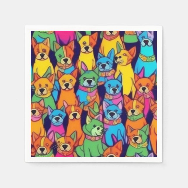 Cute färglös hundar lycklig hundar pappersservett (Framsidan)