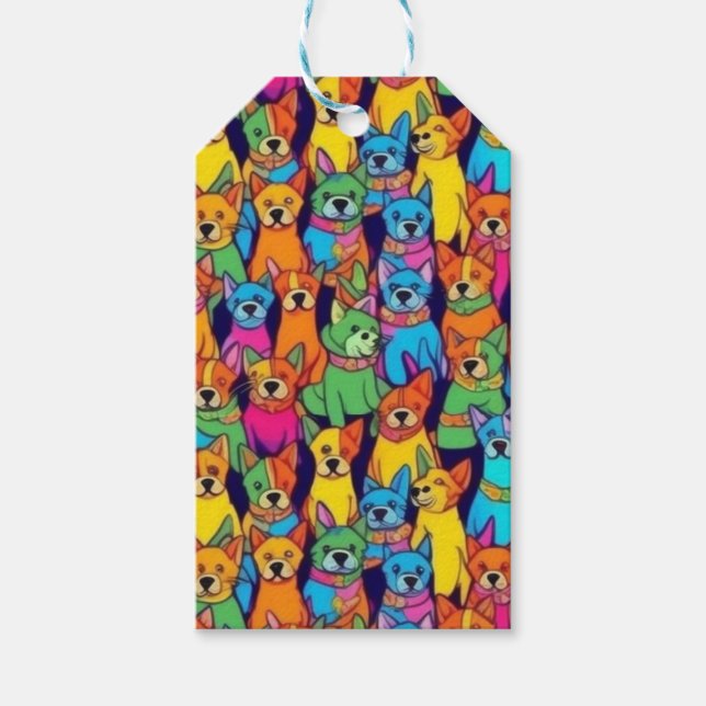 Cute färglös hundar lycklig hundar presentetikett (Framsidan)