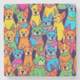 Cute färglös hundar lycklig hundar stenunderlägg