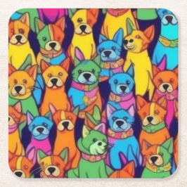 Cute färglös hundar lycklig hundar underlägg papper kvadrat