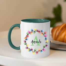 Cute färglös jul - ljus monogram mugg