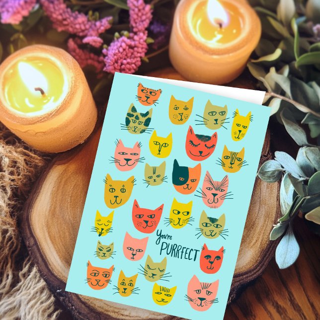 Cute färglös katt mönster GRATTIS PÅ FÖDELSEDAGEN  Kort (Cute colorful cat pattern HAPPY BIRTHDAY CUSTOM Card
)