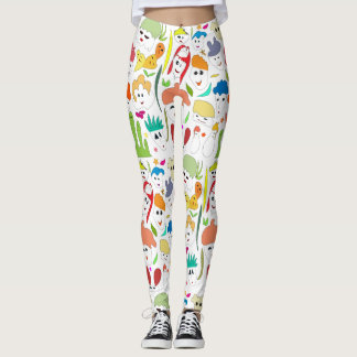 Cute, färglös, lustigt ansikte leggings