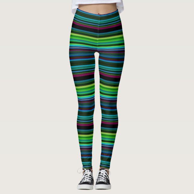 Cute färglös nylon rand leggings (Framsida)