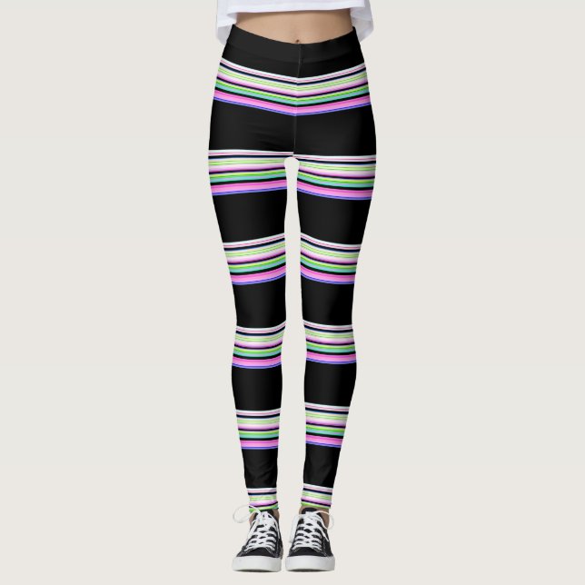 Cute färglös nylon rand leggings (Framsida)