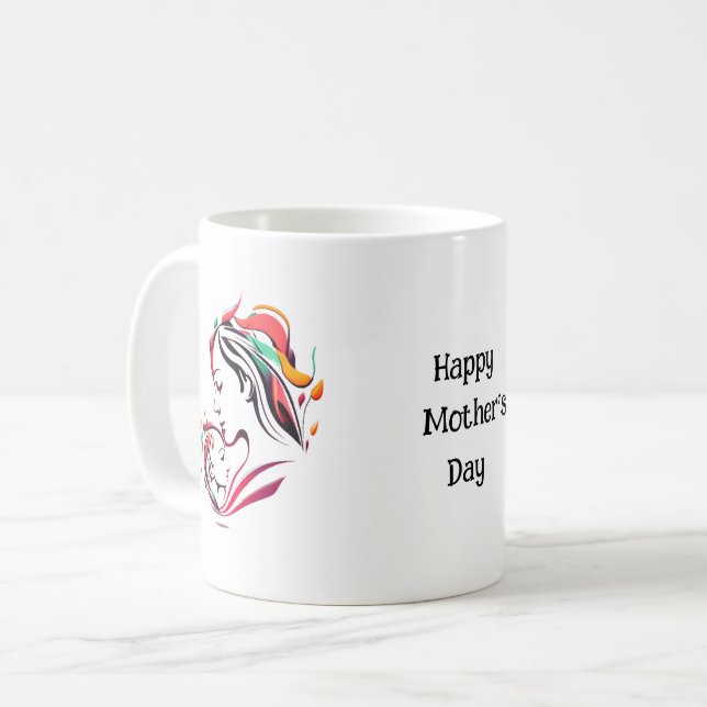 Cute färglös pictorisk lycklig mors dag mugg (Framsida vänster)