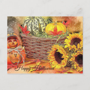 Cute, färglös, Pumpkin, Halloween Vykort
