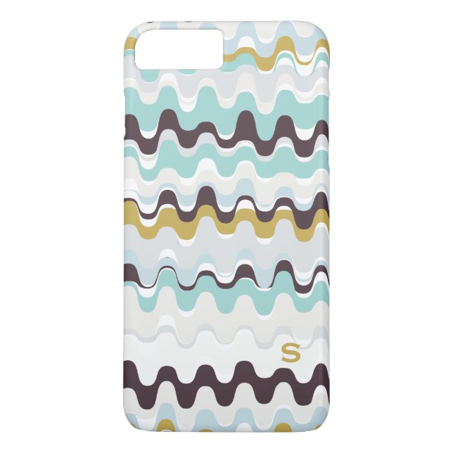 Cute färglös turkos abstrakt mönster monogram Case-Mate iPhone skal (Baksida)