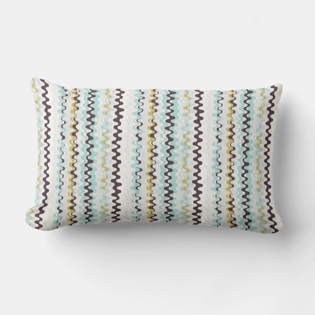 Cute färglös turkos abstrakt mönster monogram lumbarkudde (Framsida)