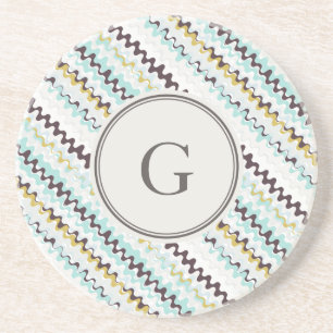 Cute färglös turkos abstrakt mönster monogram underlägg