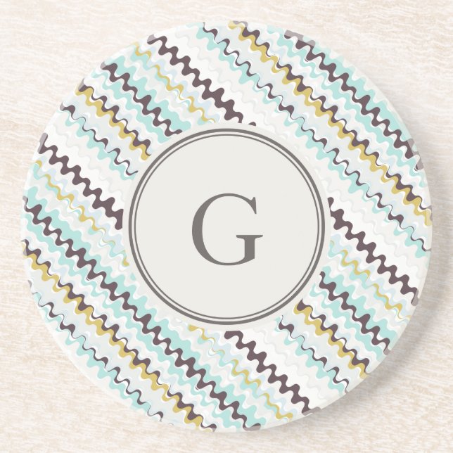 Cute färglös turkos abstrakt mönster monogram underlägg (Framsidan)