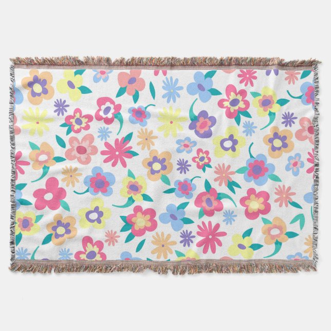 Cute färglös vår blommor mönster filt (Framsidan)