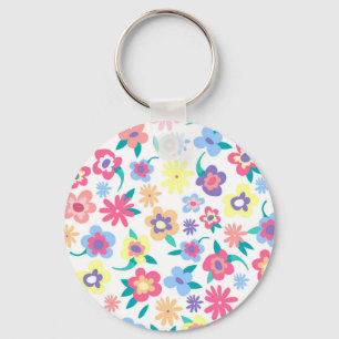 Cute färglös vår blommor mönster nyckelring
