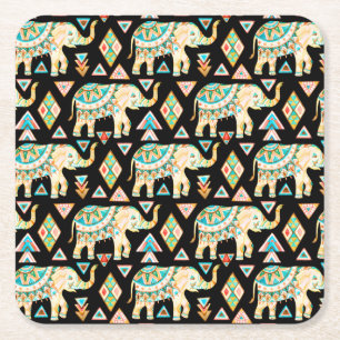 Cute färglösa indian elephants mönster underlägg papper kvadrat