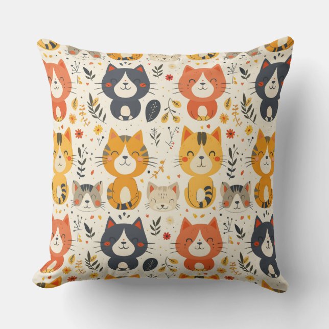 Cute, färglösa kattungar, barns mönster kudde (Framsida)