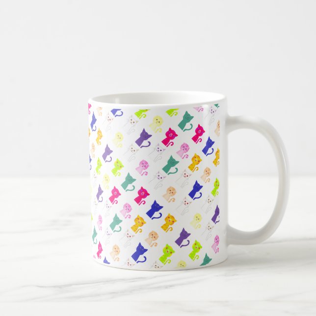 Cute, färglösa, roliga katter mönster kaffemugg (Höger)