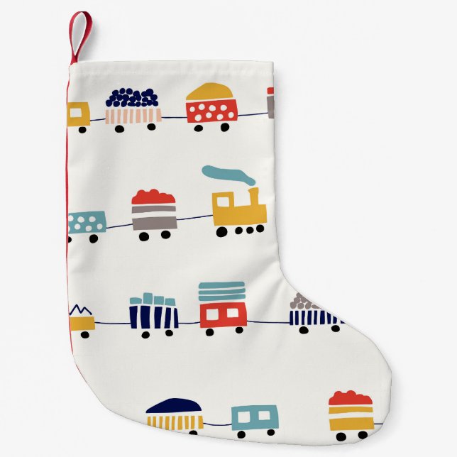 Cute, färglöst tåg, sömlöst mönster. liten julstrumpa (Framsidan)