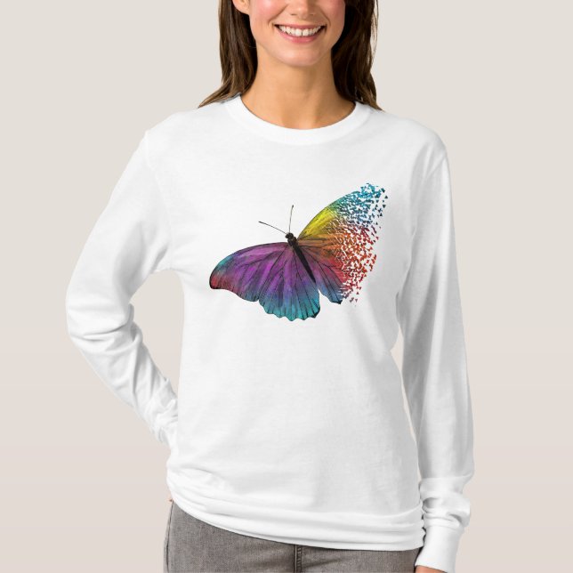 CUTE FÄRGSKYLDIG BUTTERFLY T-Shirt (Framsida)