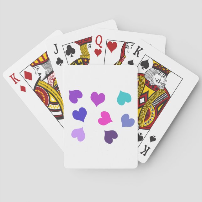 Cute, färgstarka hjärtan casinokort (Baksidan)